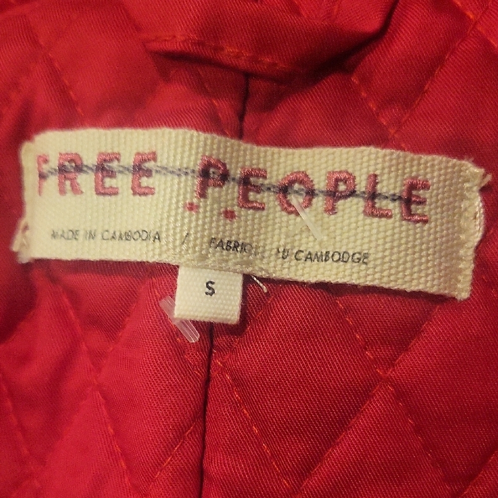 Free People Zoey Quilted Jacket In Cherry Combo - Picture 9 of 12